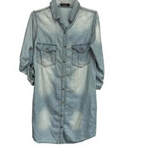 Light Blue Denim Woman Shirt Dress by Ocean Blue. Size S